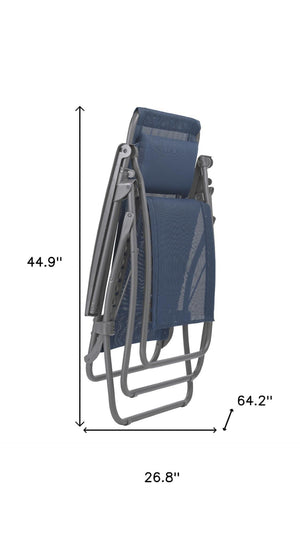 HomeRoots 27" Blue Zero Gravity Chair for Ultimate Outdoor Relaxation – Ergonomic Support & Stylish Design Ocean 373472