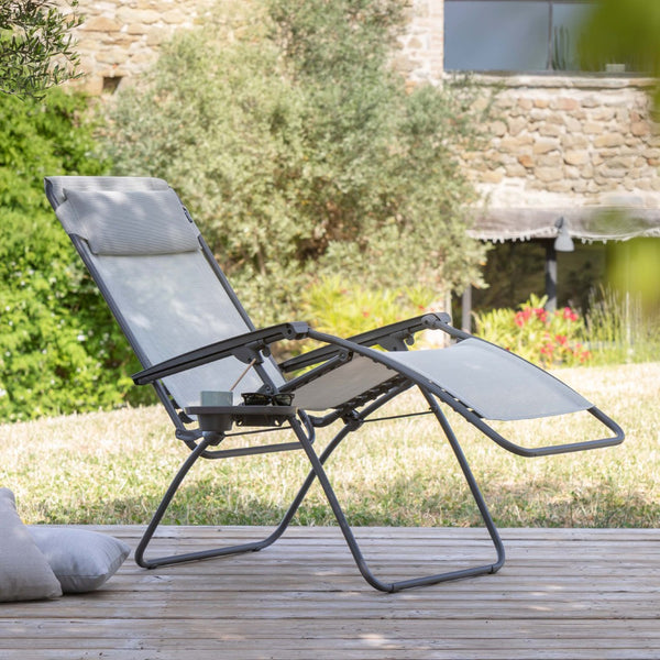 HomeRoots 27" Blue Zero Gravity Chair for Ultimate Outdoor Relaxation – Ergonomic Support & Stylish Design Seigle 373473