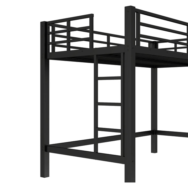 English Elm Twin Metal Loft Bed Twin XL Black - Sturdy Minimalist Bunk with Ladder, Guardrails & Underbed Storage Space W1580P370677