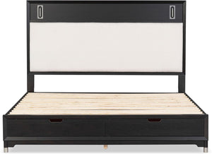 English Elm Mid-century Modern Eastern King Storage Bed Upholstered Headboard with Led Reading Lights B2741S00794