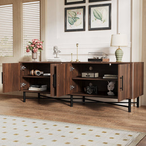 English Elm Christopher Knight Home® - Functional TV Cabinet with 4 Doors and Adjustable Shelves, Cable Management, Sturdy 66" Media Console Chestnut N779P296236C