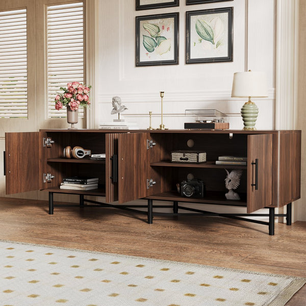 English Elm Christopher Knight Home® - Functional TV Cabinet with 4 Doors and Adjustable Shelves, Cable Management, Sturdy 66" Media Console Chestnut N779P296236C