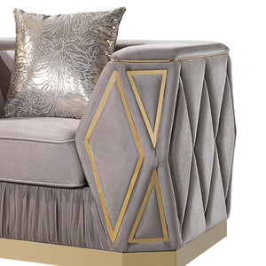 English Elm Cavalli Glam Accent Chair Diamond Quilted Upholstery with Gleaming Gold Metal Base Taupe+Gold B009P417493