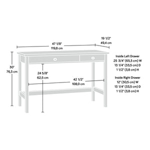 English Elm Writing Desk Brown Finish with Spacious Work Surface & 2 Smooth-Glide Drawers, Oak Accent, Durable B356P402706