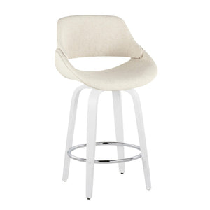 English Elm Fixed-height Swivel Counter Stools with Faux Leather Seats and Chrome Footrest Set of 2 B202S01822