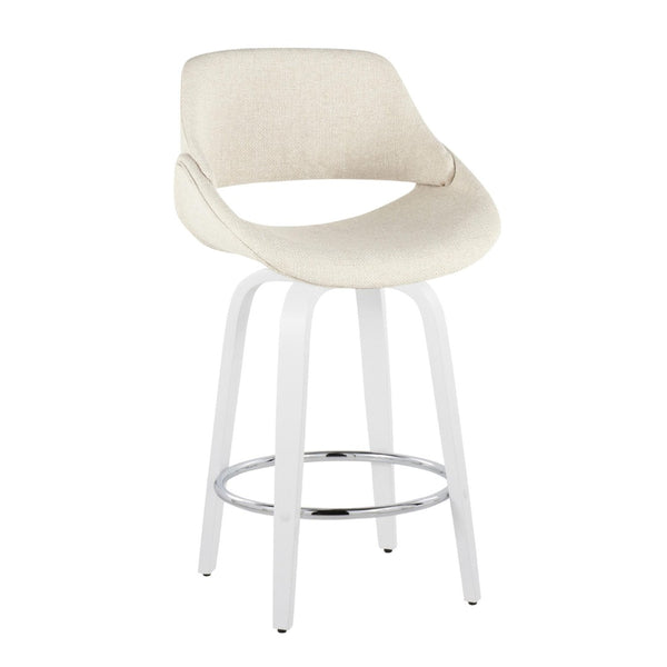 English Elm Fixed-height Swivel Counter Stools with Faux Leather Seats and Chrome Footrest Set of 2 B202S01822