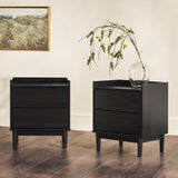 20" Solid Wood 2-Drawer Nightstand - Set of 2 Black LEEB4CBL-2PK Walker Edison