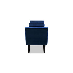 English Elm Alma Velvet Tufted Entryway Bench with Flared Arms and Bolster Pillows Included Navy Blue B2719P238449