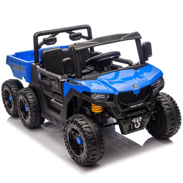 English Elm 24v 400w Six Wheel Kids Electric Dump Truck 4wd Remote Control Ride on Toy Blue W1578P353179