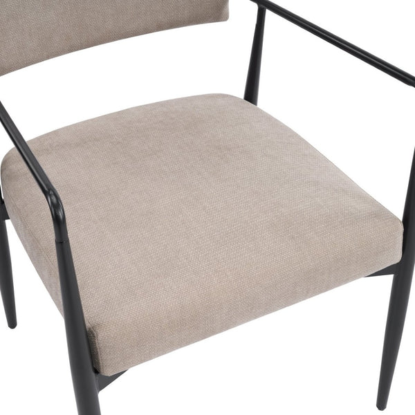 English Elm Nora Upholstered Dining Arm Chair with Black Metal Legs Mid-century Modern Style N776P272040D