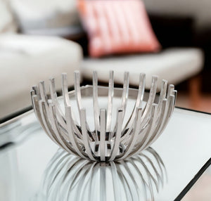 Homeroots 6" Silver Stainless Steel Decorative Bowl  Faux Crystal,Faux Silver 373748