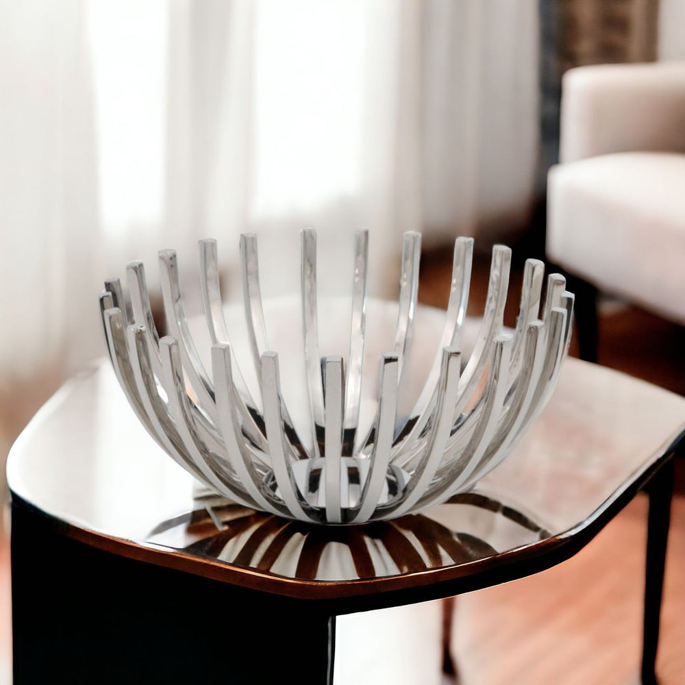 Homeroots 6" Silver Stainless Steel Decorative Bowl  Faux Crystal,Faux Silver 373748