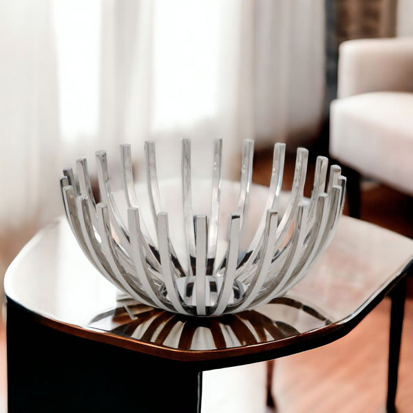 Homeroots 6" Silver Stainless Steel Decorative Bowl  Faux Crystal,Faux Silver 373748