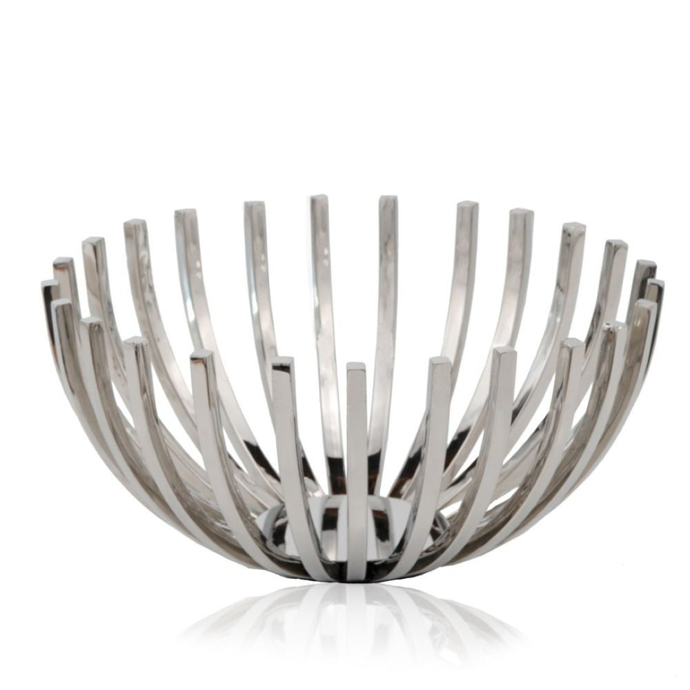 HomeRoots 14" Silver Stainless Steel Decorative Bowl - Modern Centerpiece for Stylish Home Décor & Versatile Use 373748
