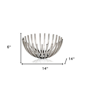 Homeroots 6" Silver Stainless Steel Decorative Bowl  Faux Crystal,Faux Silver 373748