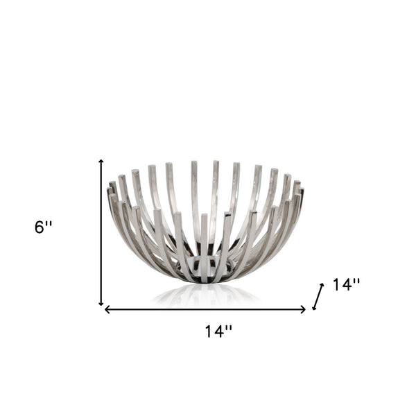 Homeroots 6" Silver Stainless Steel Decorative Bowl  Faux Crystal,Faux Silver 373748