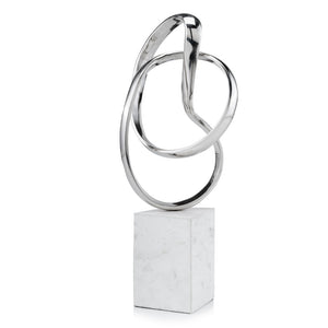 Homeroots 18" Silver And White Marble And Aluminum Sculpture  Marble,Aluminum 373759