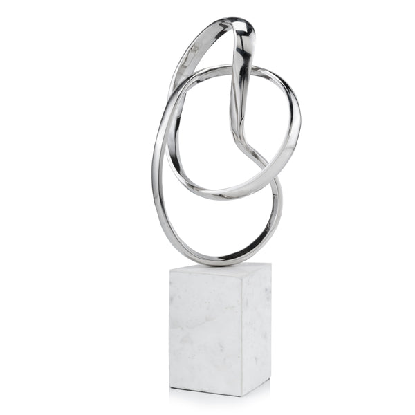 Homeroots 18" Silver And White Marble And Aluminum Sculpture  Marble,Aluminum 373759