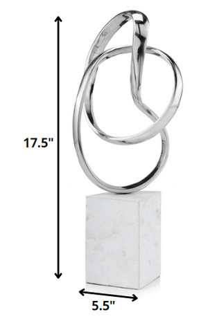 Homeroots 18" Silver And White Marble And Aluminum Sculpture  Marble,Aluminum 373759