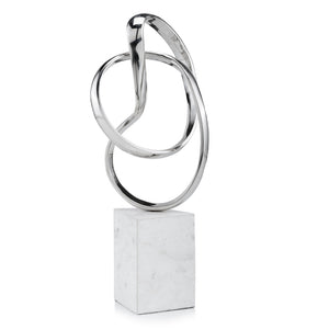 Homeroots 18" Silver And White Marble And Aluminum Sculpture  Marble,Aluminum 373759