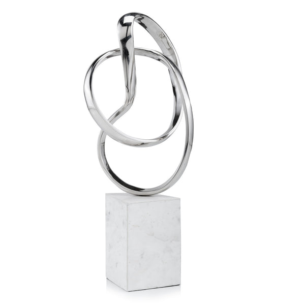 Homeroots 18" Silver And White Marble And Aluminum Sculpture  Marble,Aluminum 373759