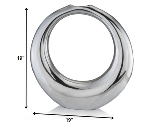 Homeroots 19" Silver Aluminum Ring Hoop Table Vase  Aluminum 373775