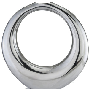 Homeroots 17" Silver Aluminum Ring Hoop Table Vase  Aluminum 373776