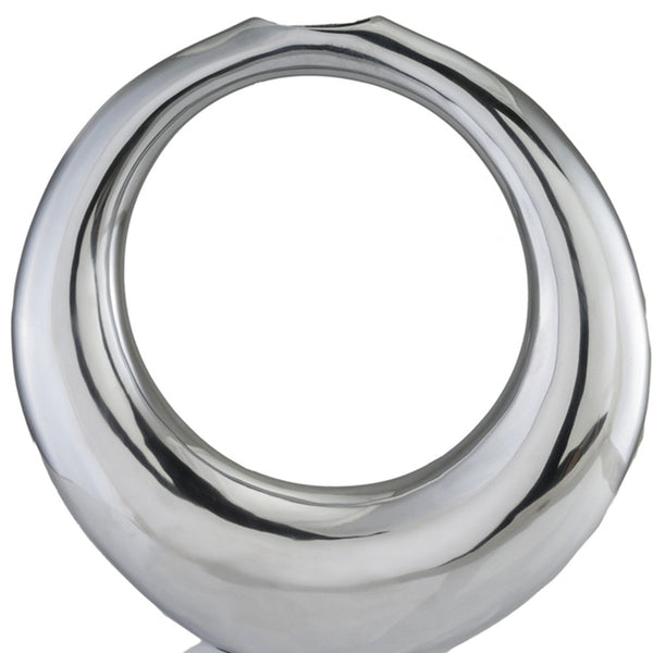 Homeroots 17" Silver Aluminum Ring Hoop Table Vase  Aluminum 373776