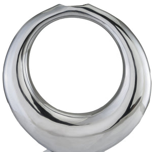 Homeroots 17" Silver Aluminum Ring Hoop Table Vase  Aluminum 373776