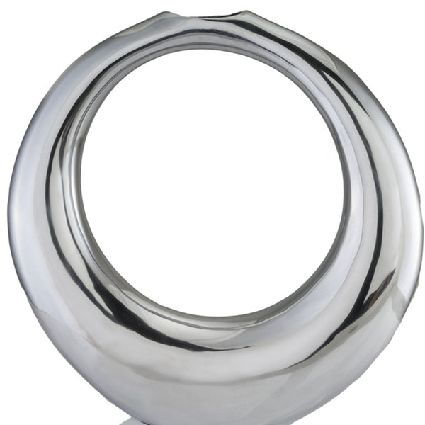 Homeroots 17" Silver Aluminum Ring Hoop Table Vase  Aluminum 373776