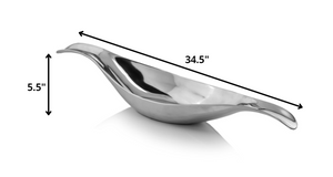 Homeroots 8" Silver Aluminum Long Wavy Bowl   373778