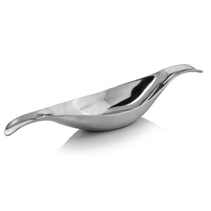 Homeroots 8" Silver Aluminum Long Wavy Bowl   373778