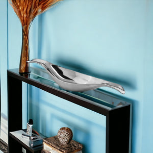 Homeroots 8" Silver Aluminum Long Wavy Bowl   373778