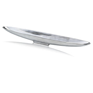 Homeroots 47" Contempo Shiny Silver Extra Large Long Boat Tray  Buffed Aluminum 373781
