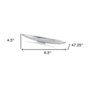 HomeRoots 32" Contempo Shiny Silver Serving Tray - Sleek Boat Design for Modern Table Centerpieces & Events 2X Long 373781