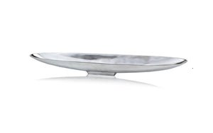 Homeroots 47" Contempo Shiny Silver Extra Large Long Boat Tray  Buffed Aluminum 373781