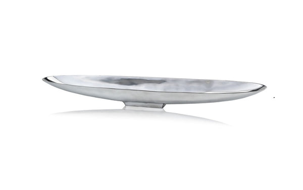 Homeroots 47" Contempo Shiny Silver Extra Large Long Boat Tray  Buffed Aluminum 373781