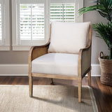 Martha Stewart Morgan Traditional Cane Accent Chair with Removable Back Cushion MT100-1203 Reclaimed Natural