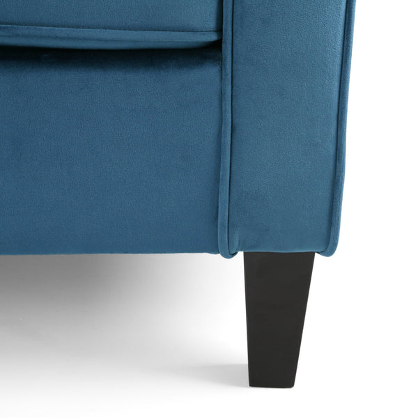 English Elm Christopher Knight Home® - Blue Velvet Upholstered Club Chair with Tonal Piping, Tapered Birch Legs, Plush Polyester Velvet Comfort N758P268293B