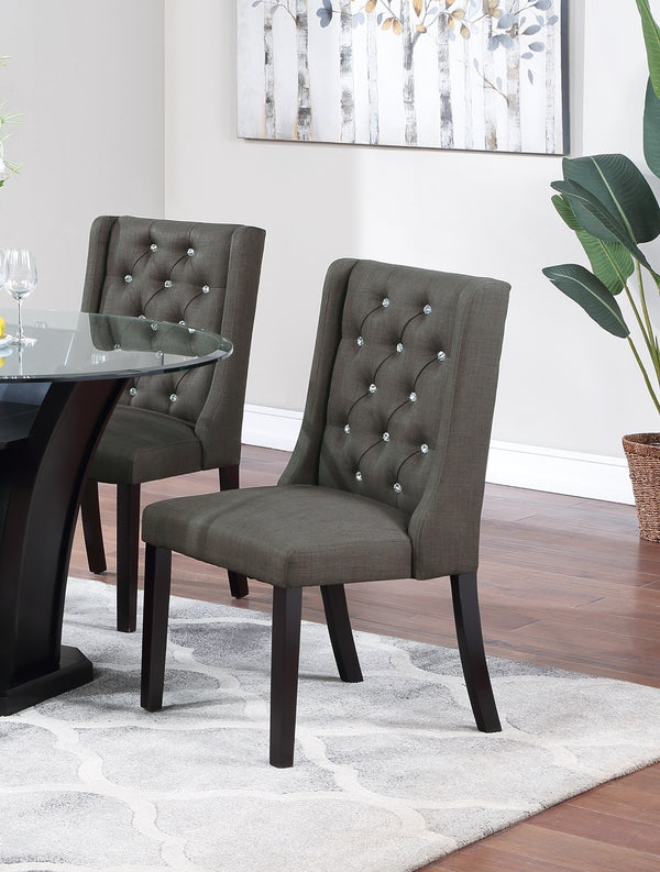 English Elm Modern Fabric Tufted Dining Chairs Set of 2, Ash Black Wingback Accent Seats, Rubberwood & MDF, 20"H Seat Durable Upholstery Comfort Stylish Design B011P194025