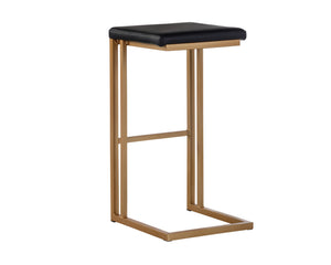 Sunpan Boone Modern Industrial Backless Stool Set of 2 - Durable Cantilever Design for Home or Bar Use Champagne Gold / Onyx