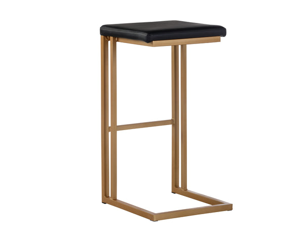 Sunpan Boone Modern Industrial Backless Stool Set of 2 - Durable Cantilever Design for Home or Bar Use Champagne Gold / Onyx