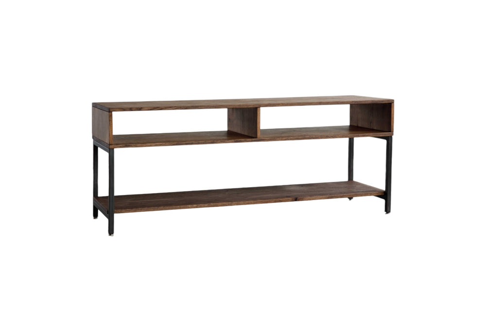 Homeroots 60" Brown Solid Wood Open Shelving Tv Stand  Solid Wood 373920