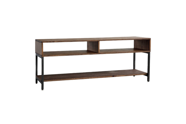 Homeroots 60" Brown Solid Wood Open Shelving Tv Stand  Solid Wood 373920