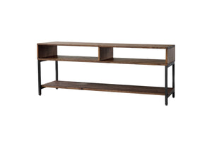 Homeroots 60" Brown Solid Wood Open Shelving Tv Stand  Solid Wood 373920