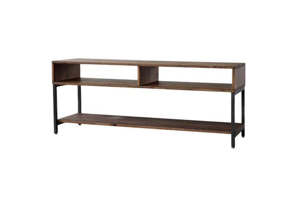 Homeroots 60" Brown Solid Wood Open Shelving Tv Stand  Solid Wood 373920