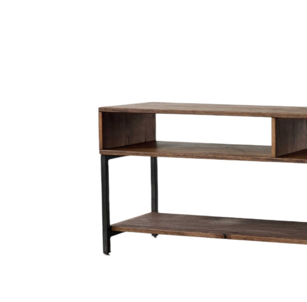 Homeroots 60" Brown Solid Wood Open Shelving Tv Stand  Solid Wood 373920