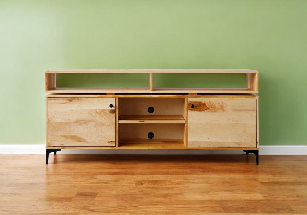 Homeroots 72" Solid Wood Enclosed And Open Storage Tv Stand  Solid Wood 373923