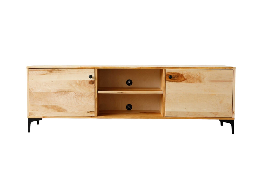 Homeroots 72" Brown Solid Wood Cabinet Enclosed Storage Tv Stand  Solid Wood 373924