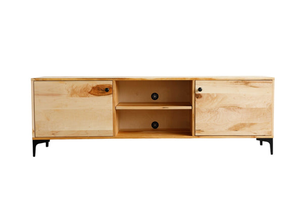 Homeroots 72" Brown Solid Wood Cabinet Enclosed Storage Tv Stand  Solid Wood 373924